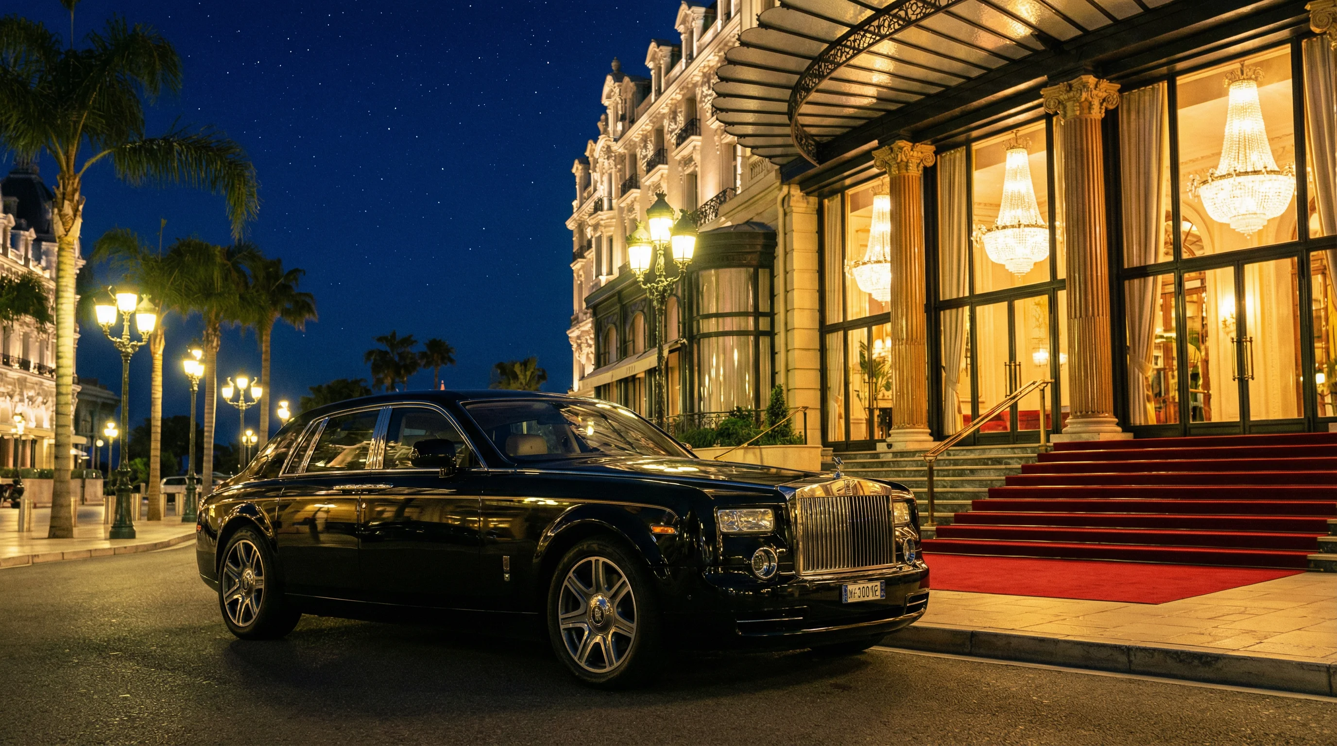 豪华名车在水晶宫殿前，彰显 ag百家乐 的尊贵格调
